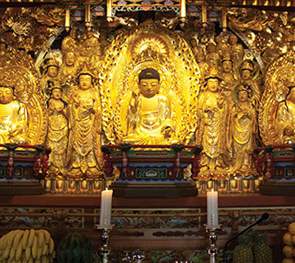 Doseonsa Temple Wooden Amitabul Daesejibosal Seated Statue